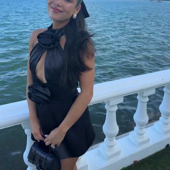 LEAU Cleo Cut Out Satin Mini Dress - Picture 2 of 3